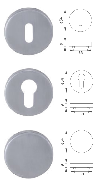 Rozeta za vrata MP - R (BRUŠENI INOX)