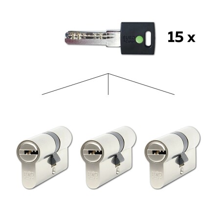 Set od 3 komada EURO XColor građevinskih cilindarskih uložaka sa 6 točaka za uobičajenu bravu - &quot;SU&quot; - EC.30/35.NI.SET3.ZEL