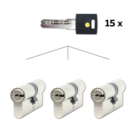 Set od 3 komada EURO XColor građevinskih cilindričnih uložaka sa 6 točaka za uobičajeno zaključavanje - EC.30/35.NI.SET3.ZLU