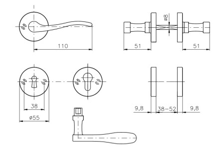 Okov za vrata ROSTEX ELEGANT/SNH (SJAJNI KROM - INOX)