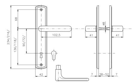 Okov za vrata ROSTEX PROFIO (SJAJNI KROM - INOX)