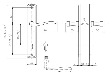 Okov za vrata ROSTEX TERNO (SJAJNI KROM - INOX)