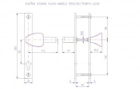 Okov za vrata ROSTEX 850 TEMPO (MAT INOX)