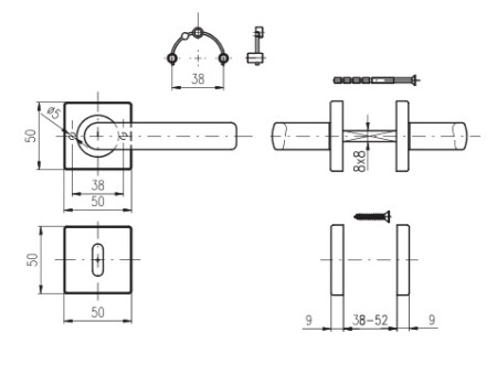 Okov za vrata ROSTEX MARSIA/H (MAT INOX)