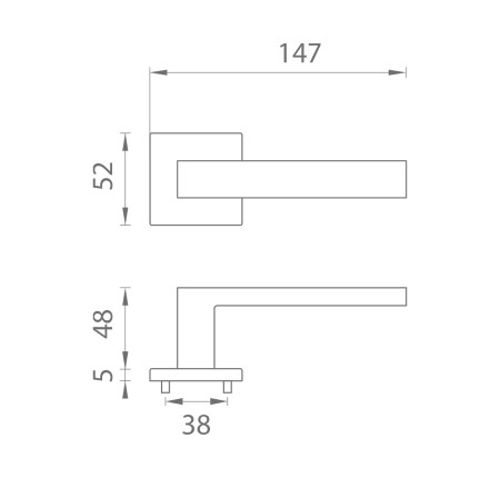 Okov za vrata MP - AS - TILIA - HR 5S (Glossy graphite - US PVD)
