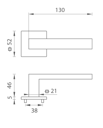 Okov za vrata MP TI - SQUARE - HR 2275Q 5S (BS - Mat crna)