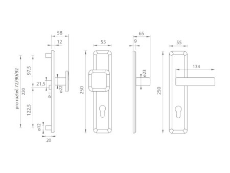 Okov za vrata MP MI - QB SECUR / SUN 1 (ONS - sjajni brušeni nikal)