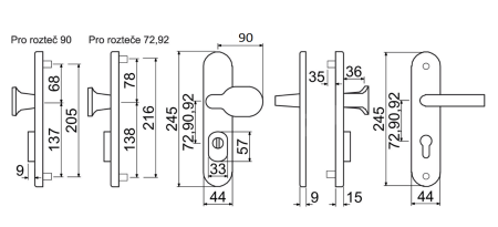 Okov za vrata MP - SB 5200 ZA COSLAN PLUS (BS - mat crna)