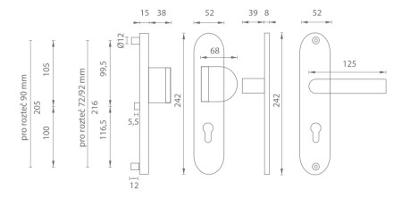 Sigurnosne armature MP AXA - BETA2 (F4 - anodizirana bronca)