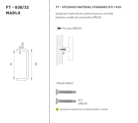 RUČKA MP šifra K38 Ø 32 mm ST - kom (BS - Mat crna)