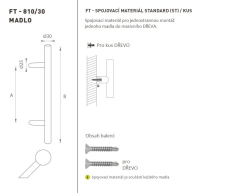 RUČKA MP šifra K10 Ø 30 mm ST - kom (BN - Četkani nehrđajući čelik)