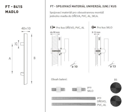 RUČICA MP šifra K41S 40x10 mm UN - kom (BS - Mat crna)