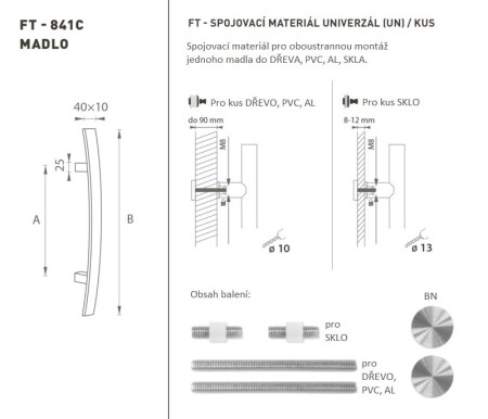 KVAKA ZA VRATA MP šifra K41C 40x10 mm UN - kom (BN - Četkani nehrđajući čelik)