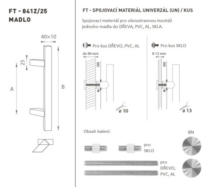 KVAKA ZA VRATA MP šifra K41Z 40x10 mm UN - kom (BN - Četkani nehrđajući čelik)