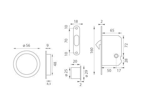 Garnitura za klizna vrata MP 2850 WC - R (BS - mat crna)