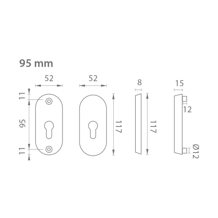 Rozeta za vrata AXA BETA2 (F6 - Inox elox)