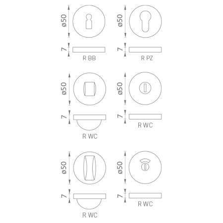 Rozeta za vrata MP - R 50/7 (BS - Mat crna)