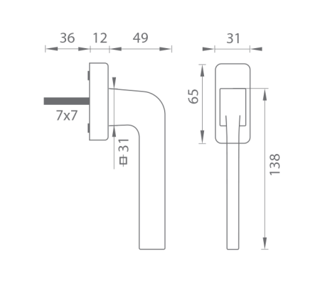 Euro prozorska ručka MP DK Supra-HR 3097Q (BS - mat crna)