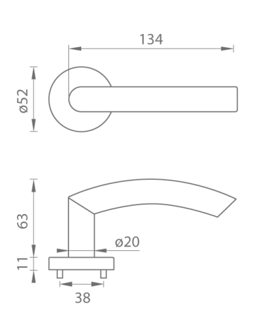 Okov za vrata MP TI - NERO - R 2233 (BS - mat crna)