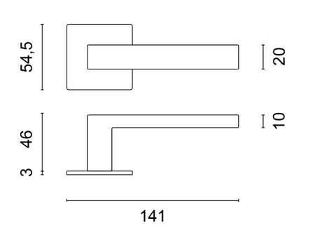 Okov za vrata MP SH - KVADRATNI - HR 1760 3SM (BS - Crni mat)
