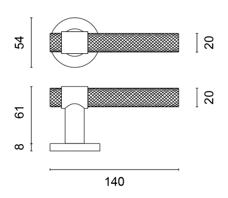 Okov za vrata MP SH - OVALNI - R 1743 PRO 8 MM (BS - Crni mat)