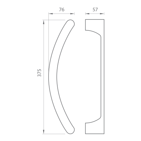 KVAKA ZA KLIZNA VRATA MP ONE - par (crvena mat) - duljina 375 mm