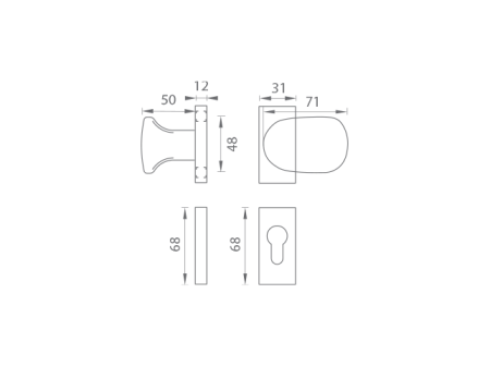 Kvaka za vrata MP WA - FELIX - UR srebrna (RAL 9006)