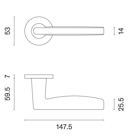 Okov za vrata MP AT - LUNA - R 7S (BS - Crni mat)