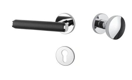 Okov za vrata MP AS - EGERIA - R 7S (OC - ​​sjajni krom / crna koža)