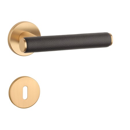 Okov za vrata MP AS - EGERIA - R 7S (OLS - Brušeni mesing / smeđa koža)