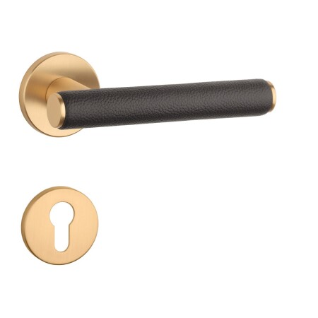 Okov za vrata MP AS - EGERIA - R 7S (OLS - Brušeni mesing / smeđa koža)