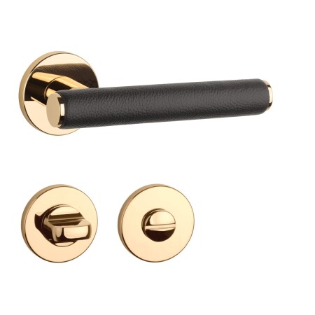 Okov za vrata MP AS - EGERIA - R 7S (OLV - Polirani lakirani mesing / smeđa koža)