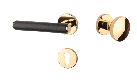 Okov za vrata MP AS - EGERIA - R 7S (OLV - Polirani lakirani mesing / smeđa koža)