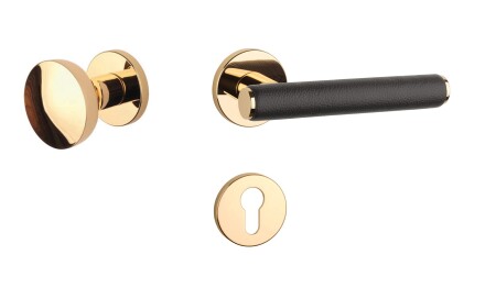 Okov za vrata MP AS - EGERIA - R 7S (OLV - Polirani lakirani mesing / smeđa koža)