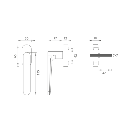 Euro prozorska ručka MP GK - DK - AVUS - R (kašmir siva)