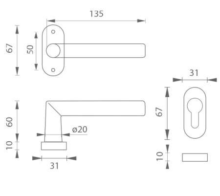 Okov za vrata MP Favorit - UOR (MAT CRNA)