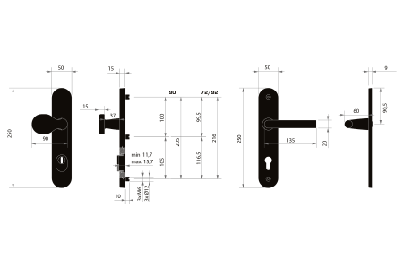 MP MPK sigurnosni okovi - SECURO A01 PLUS - SO M1 FAVORIT (F5 - Crna mat) - s poklopcem