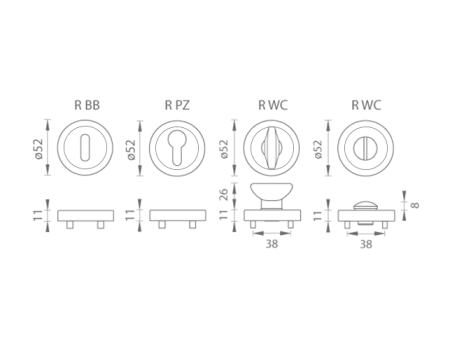 Rozeta za vrata MP TI - R split (OC - ​​krom sjaj (03)