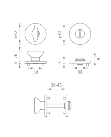 Rozeta za vrata MP TI - R 5S (BS PVD - Crni mat PVD)