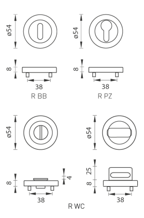 Rozeta za vrata MP SH - R PRO 8 MM (BS - Crna mat)