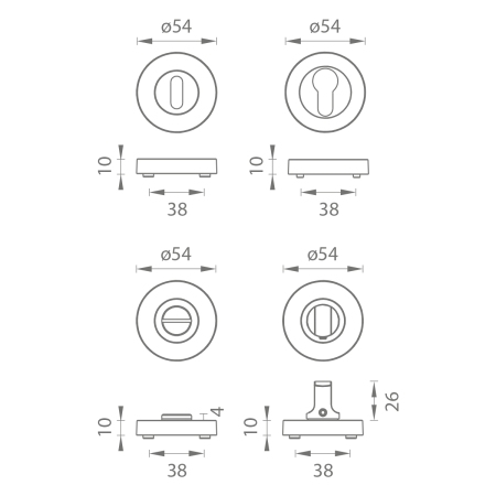 Rozeta za vrata MP - RS (BS PVD - Crna mat PVD)
