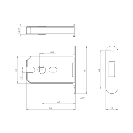 Magnetska brava MP MPK s zahvatnom pločom (BS - Crna mat)