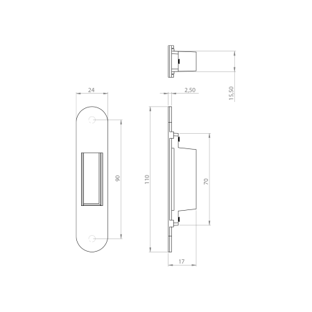 Magnetska brava MP MPK s zahvatnom pločom (BS - Crna mat)