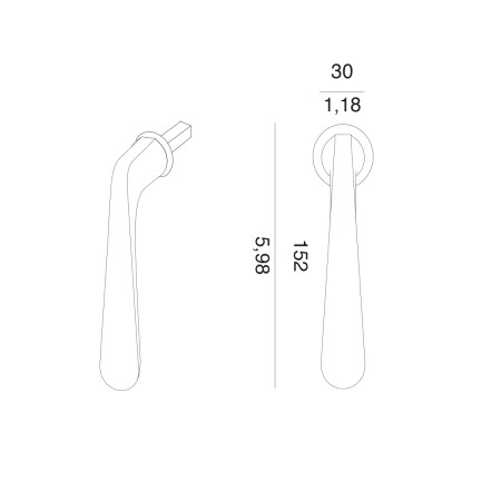 Euro ručka za prozor MP VM - DK - PEPE - R mini (BS - Crna mat)