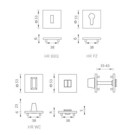 Rozeta za vrata MP MPK - ROSETTE - HR SQ6 (CUM - Mat bakar)