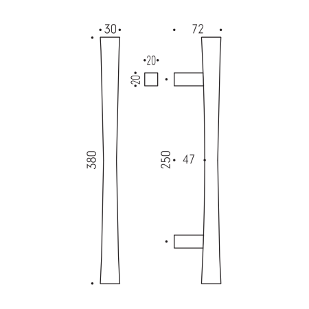 Kvaka za vrata MP CB - NOA RUČKA - 380/250 (mat krom)