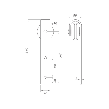 Klizni sustav MP VINTAGE 2 s 2m šinom (BS - crna mat)