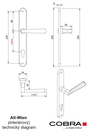 Okov za vrata COBRA ALT WIEN (OLV - polirani mesing)