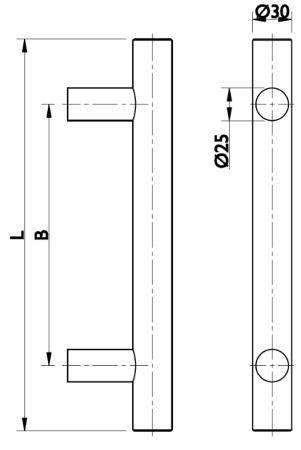 Ručka TWIN BF 118000 - komad (Ø 30 mm) - nehrđajući čelik
