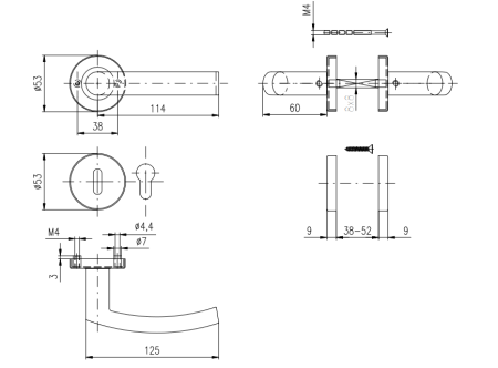 ROSTEX CORNO objektni okovi (MAT INOX)